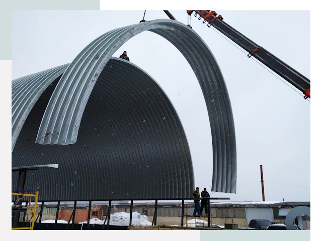 Полукруглые ангары в Дедовске